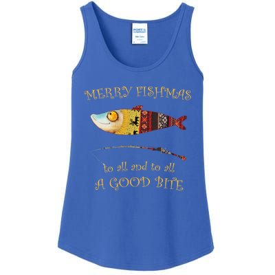 Christmas FisherS Merry Fishmas To All Christmas Fishing Gift Ladies Essential Tank