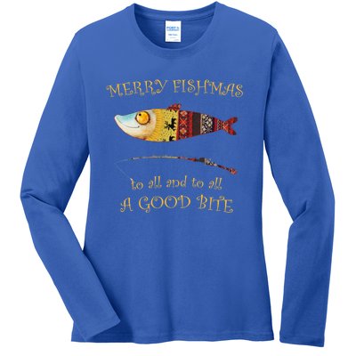 Christmas FisherS Merry Fishmas To All Christmas Fishing Gift Ladies Long Sleeve Shirt