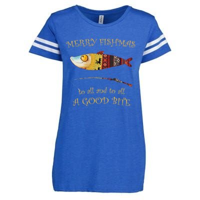 Christmas FisherS Merry Fishmas To All Christmas Fishing Gift Enza Ladies Jersey Football T-Shirt