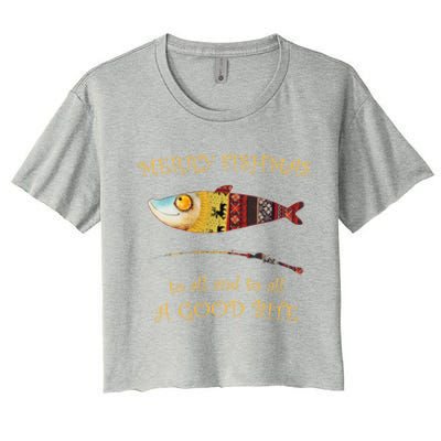 Christmas FisherS Merry Fishmas To All Christmas Fishing Gift Women's Crop Top Tee