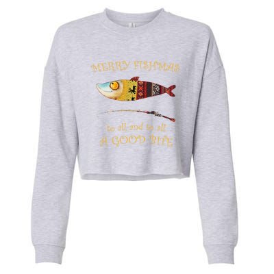 Christmas FisherS Merry Fishmas To All Christmas Fishing Gift Cropped Pullover Crew