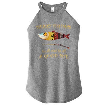 Christmas FisherS Merry Fishmas To All Christmas Fishing Gift Women's Perfect Tri Rocker Tank