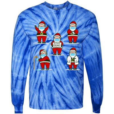 Christmas Face Mask Dr Santa Claus Doctor Hospital Gift Tie-Dye Long Sleeve Shirt