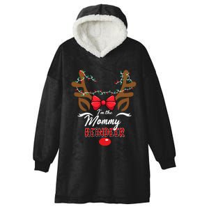 Christmas Family Matching I Am The Mommy Reindeer Red Plaid Hooded Wearable Blanket