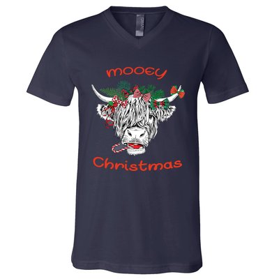 Cow Farmer Mooey Christmas V-Neck T-Shirt