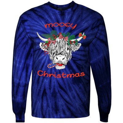 Cow Farmer Mooey Christmas Tie-Dye Long Sleeve Shirt