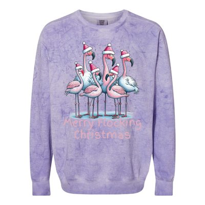 Christmas Flamingos Merry Flocking Christmas Gift Colorblast Crewneck Sweatshirt