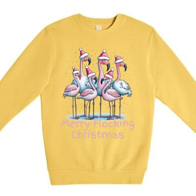 Christmas Flamingos Merry Flocking Christmas Gift Premium Crewneck Sweatshirt