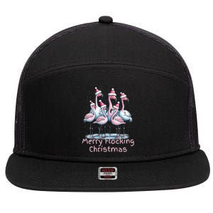 Christmas Flamingos Merry Flocking Christmas Gift 7 Panel Mesh Trucker Snapback Hat