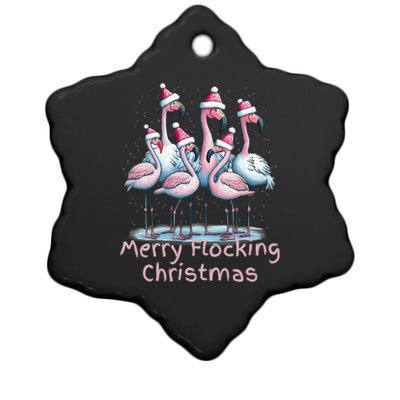 Christmas Flamingos Merry Flocking Christmas Gift Ceramic Star Ornament