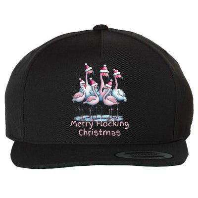 Christmas Flamingos Merry Flocking Christmas Gift Wool Snapback Cap