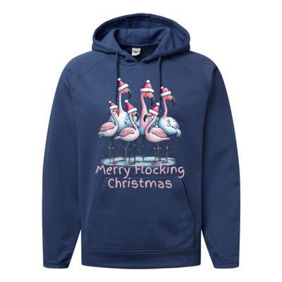 Christmas Flamingos Merry Flocking Christmas Gift Performance Fleece Hoodie