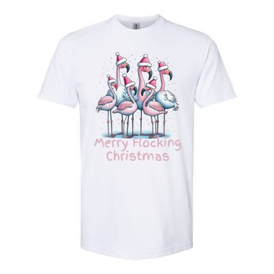 Christmas Flamingos Merry Flocking Christmas Gift Softstyle® CVC T-Shirt