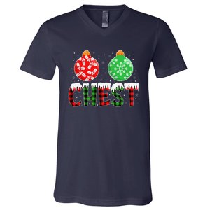 ChestNuts Funny Matching Chestnuts Christmas Couples Chest V-Neck T-Shirt