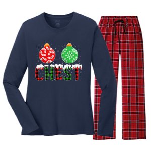 ChestNuts Funny Matching Chestnuts Christmas Couples Chest Women's Long Sleeve Flannel Pajama Set 