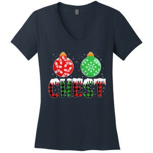 ChestNuts Funny Matching Chestnuts Christmas Couples Chest Women's V-Neck T-Shirt