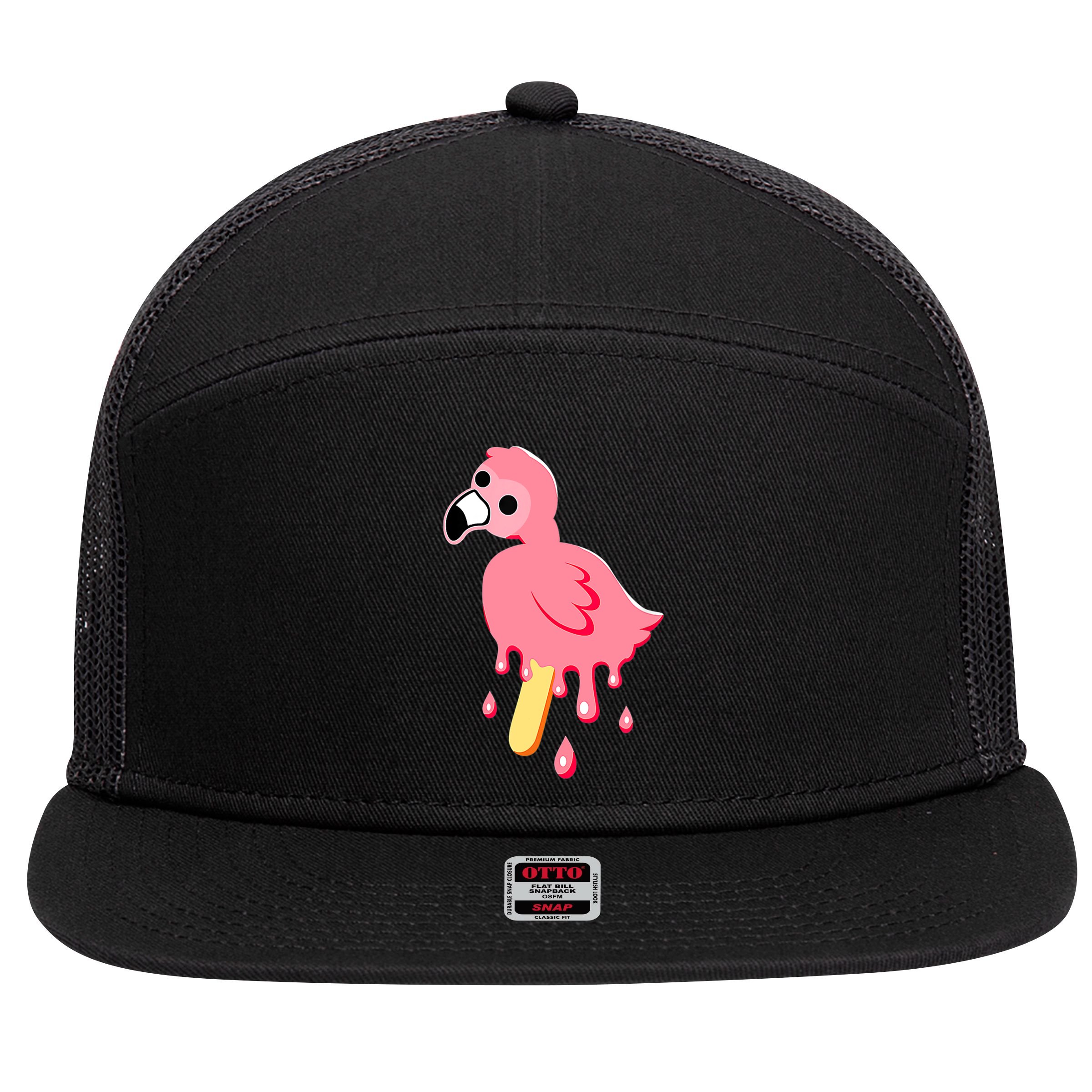 Cute Flamingo Merch Mrflimflam Bird Popsicle Ice Cream Day Gift 7 Panel Mesh Trucker Snapback Hat