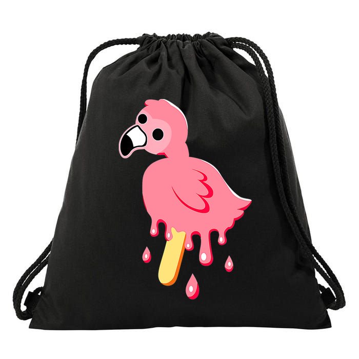 Cute Flamingo Merch Mrflimflam Bird Popsicle Ice Cream Day Gift Drawstring Bag