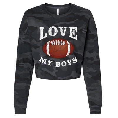 Cute Football Mom I Love My Football For Mom Birthday Gift Cropped Pullover Crew