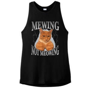 Cat Funny Meme Mewing Not Meowing Ladies PosiCharge Tri-Blend Wicking Tank