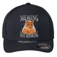 Cat Funny Meme Mewing Not Meowing Flexfit Unipanel Trucker Cap