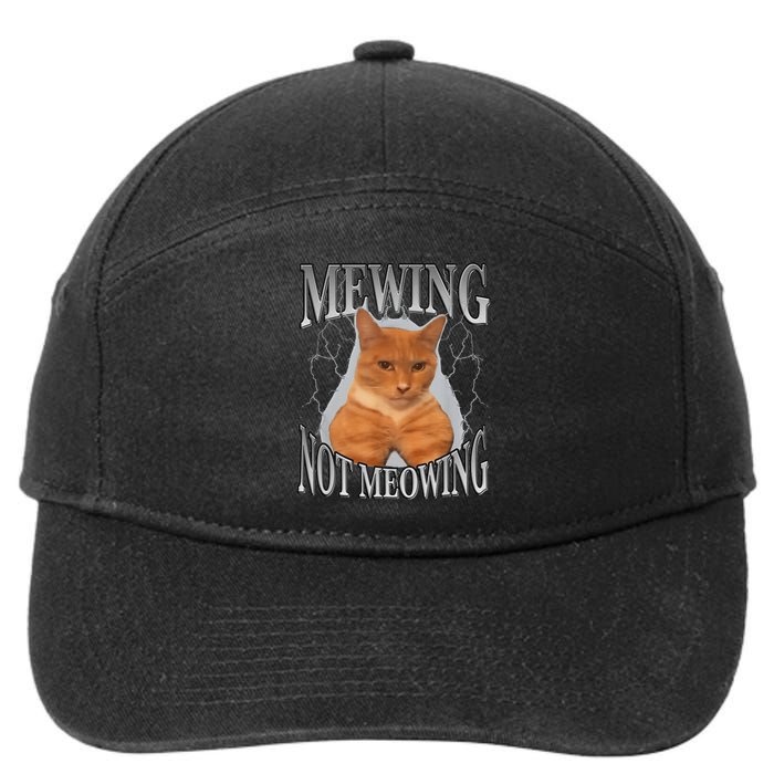 Cat Funny Meme Mewing Not Meowing 7-Panel Snapback Hat