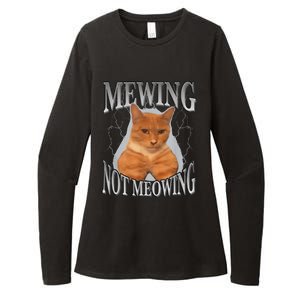 Cat Funny Meme Mewing Not Meowing Womens CVC Long Sleeve Shirt