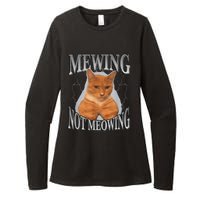 Cat Funny Meme Mewing Not Meowing Womens CVC Long Sleeve Shirt