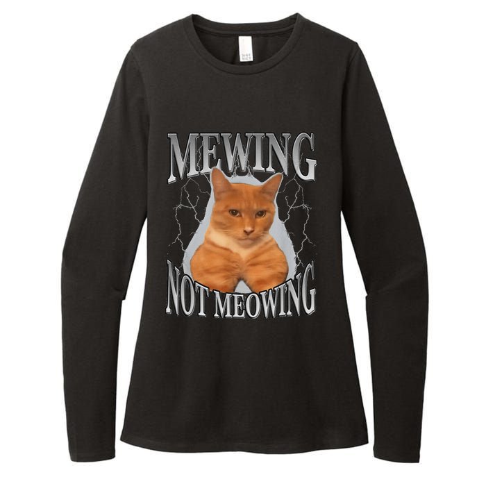 Cat Funny Meme Mewing Not Meowing Womens CVC Long Sleeve Shirt