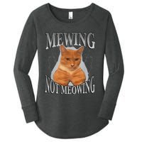 Cat Funny Meme Mewing Not Meowing Women's Perfect Tri Tunic Long Sleeve Shirt