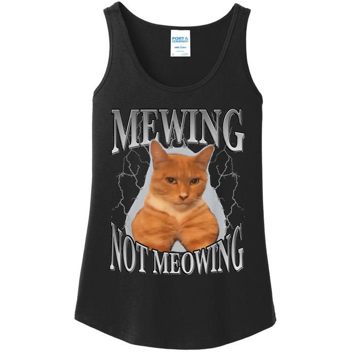 Cat Funny Meme Mewing Not Meowing Ladies Essential Tank