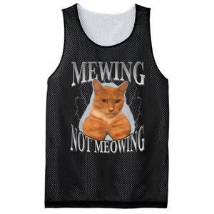 Cat Funny Meme Mewing Not Meowing Mesh Reversible Basketball Jersey Tank