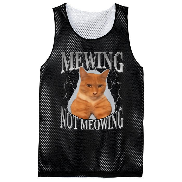 Cat Funny Meme Mewing Not Meowing Mesh Reversible Basketball Jersey Tank