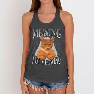 Cat Funny Meme Mewing Not Meowing Women's Knotted Racerback Tank