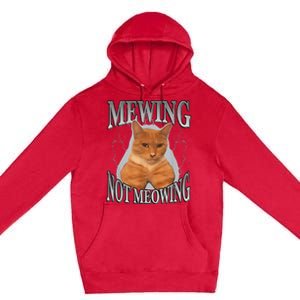 Cat Funny Meme Mewing Not Meowing Premium Pullover Hoodie