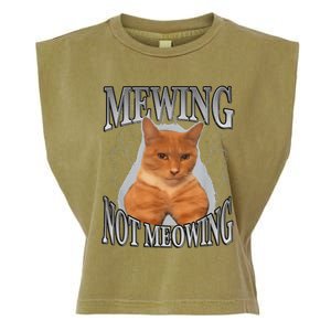 Cat Funny Meme Mewing Not Meowing Garment-Dyed Women's Muscle Tee