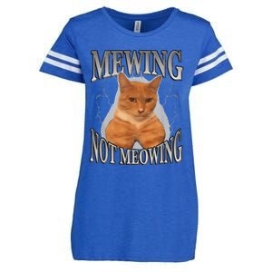 Cat Funny Meme Mewing Not Meowing Enza Ladies Jersey Football T-Shirt