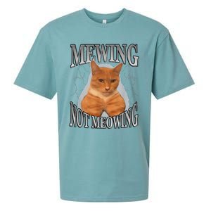 Cat Funny Meme Mewing Not Meowing Sueded Cloud Jersey T-Shirt