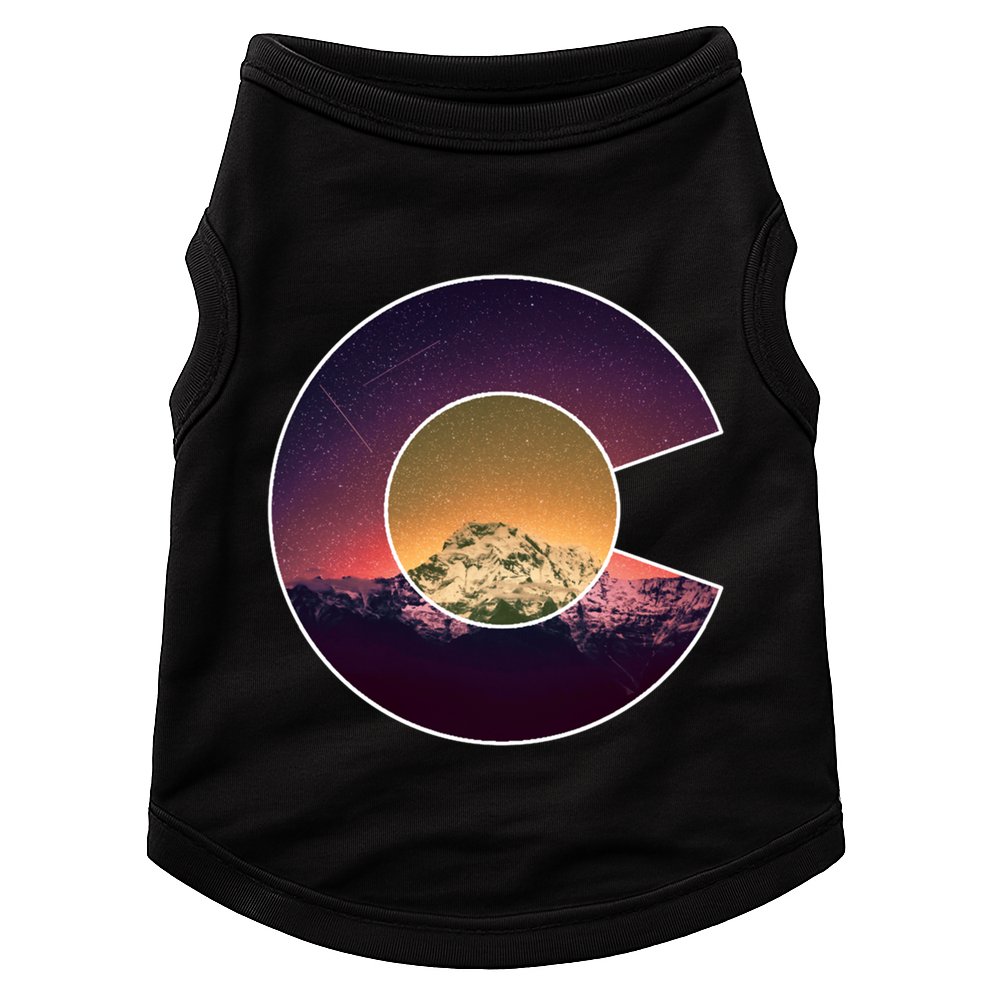 Colorado Flag Mountain Sky And Stars Graphic Design Gift Doggie Tank