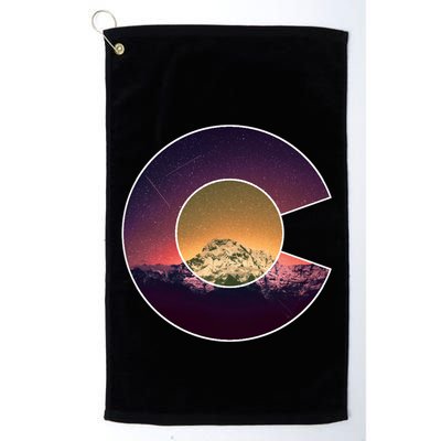 Colorado Flag Mountain Sky And Stars Graphic Design Gift Golf Towel