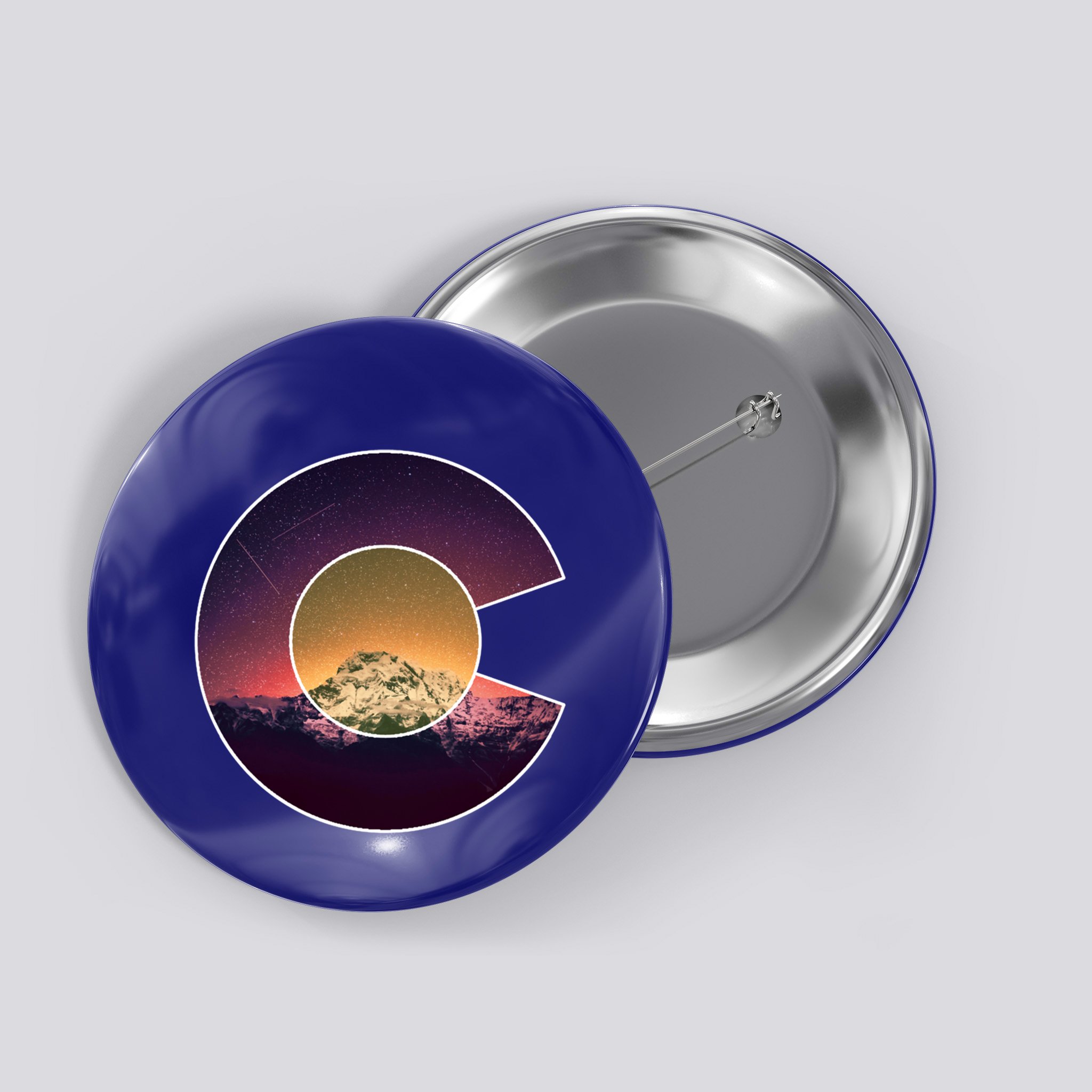 Colorado Flag Mountain Sky And Stars Graphic Design Gift Button