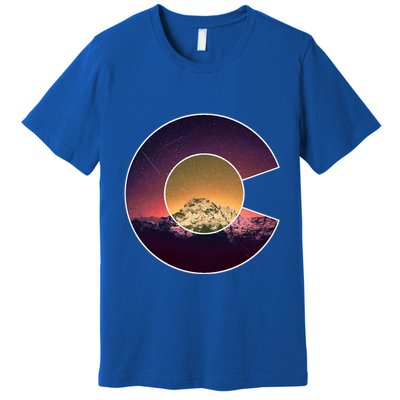 Colorado Flag Mountain Sky And Stars Graphic Design Gift Premium T-Shirt