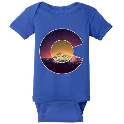 Colorado Flag Mountain Sky And Stars Graphic Design Gift Baby Bodysuit