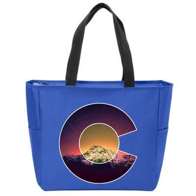 Colorado Flag Mountain Sky And Stars Graphic Design Gift Zip Tote Bag