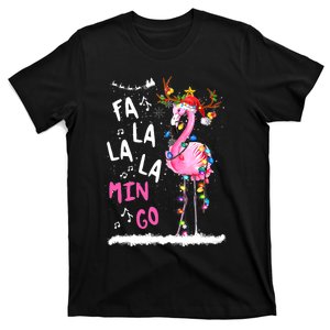 Christmas Fa-La-La Mingo Flamingo With Christmas Lights T-Shirt