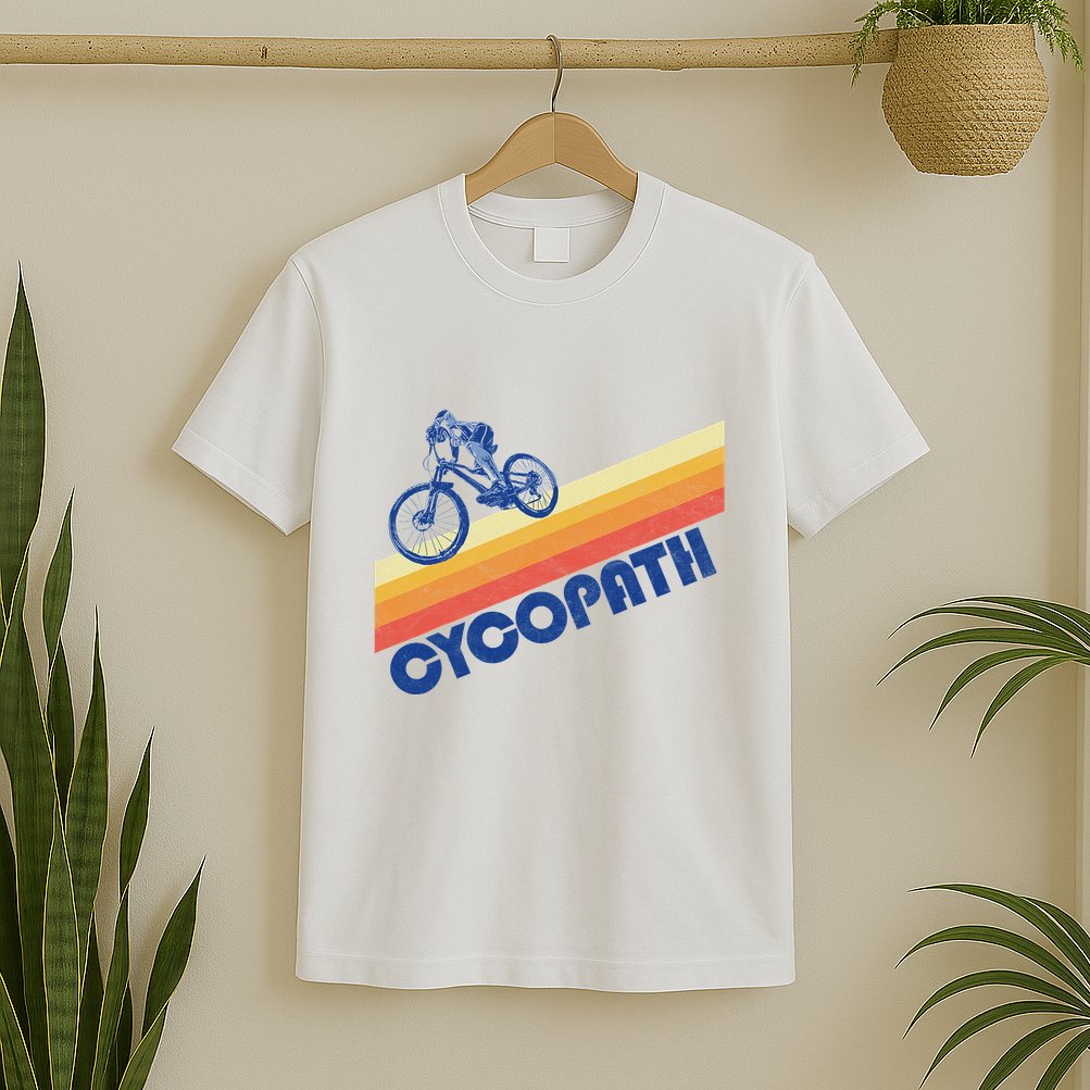 Cycopath! Funny Mountain Biking Vintage Retro 80s T-Shirt