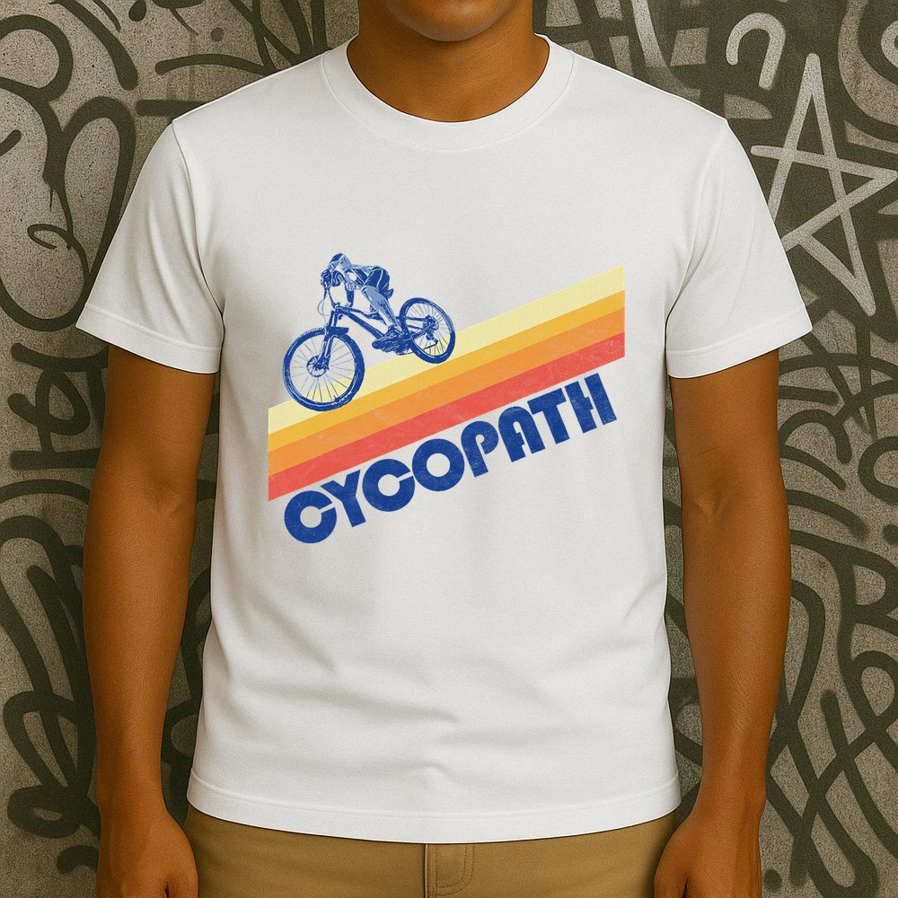 Cycopath! Funny Mountain Biking Vintage Retro 80s T-Shirt