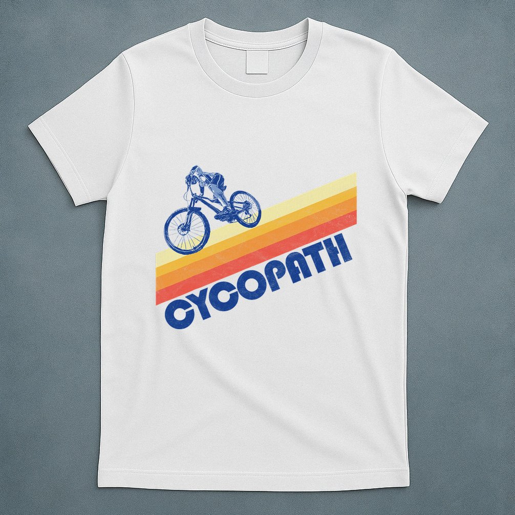 Cycopath! Funny Mountain Biking Vintage Retro 80s T-Shirt