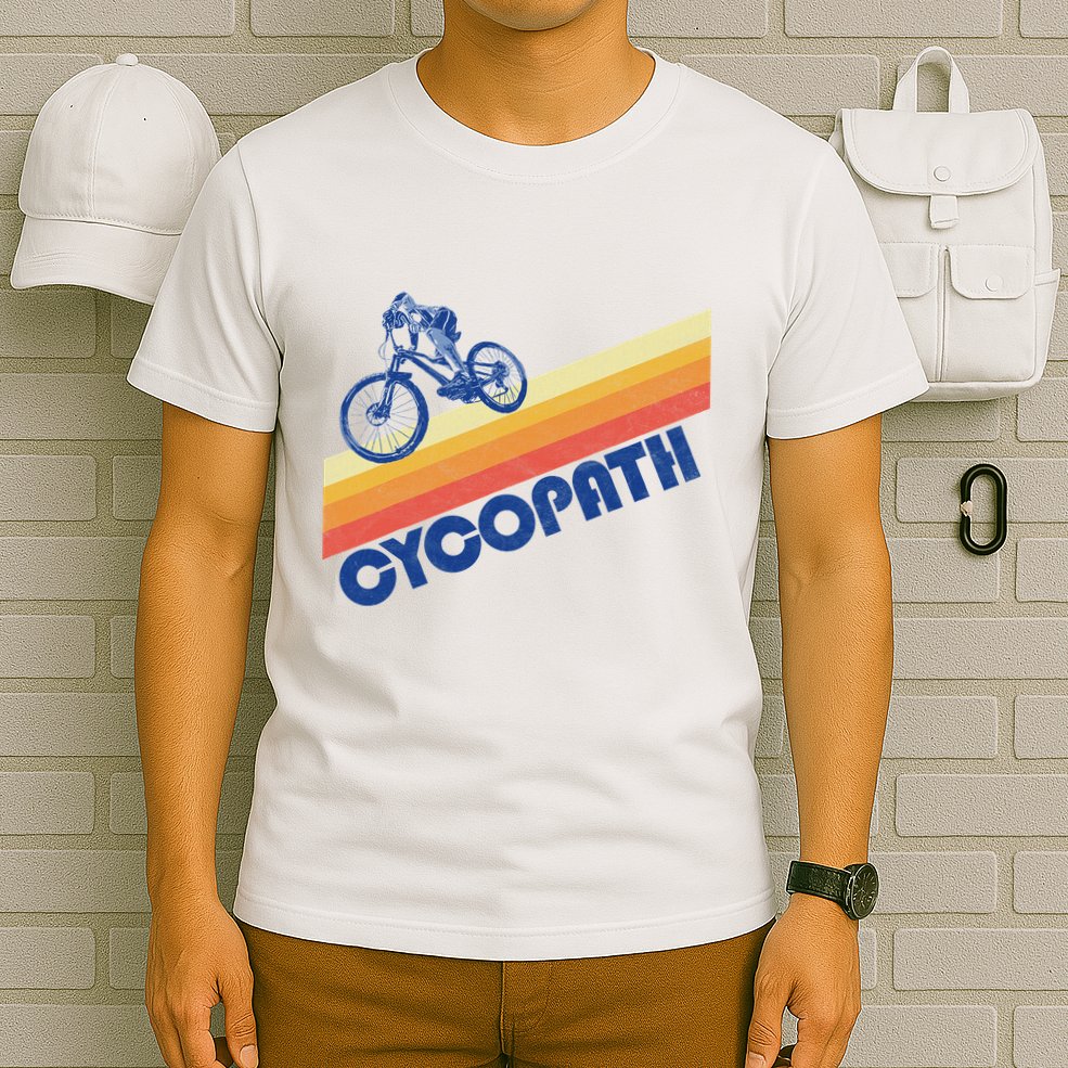 Cycopath! Funny Mountain Biking Vintage Retro 80s T-Shirt