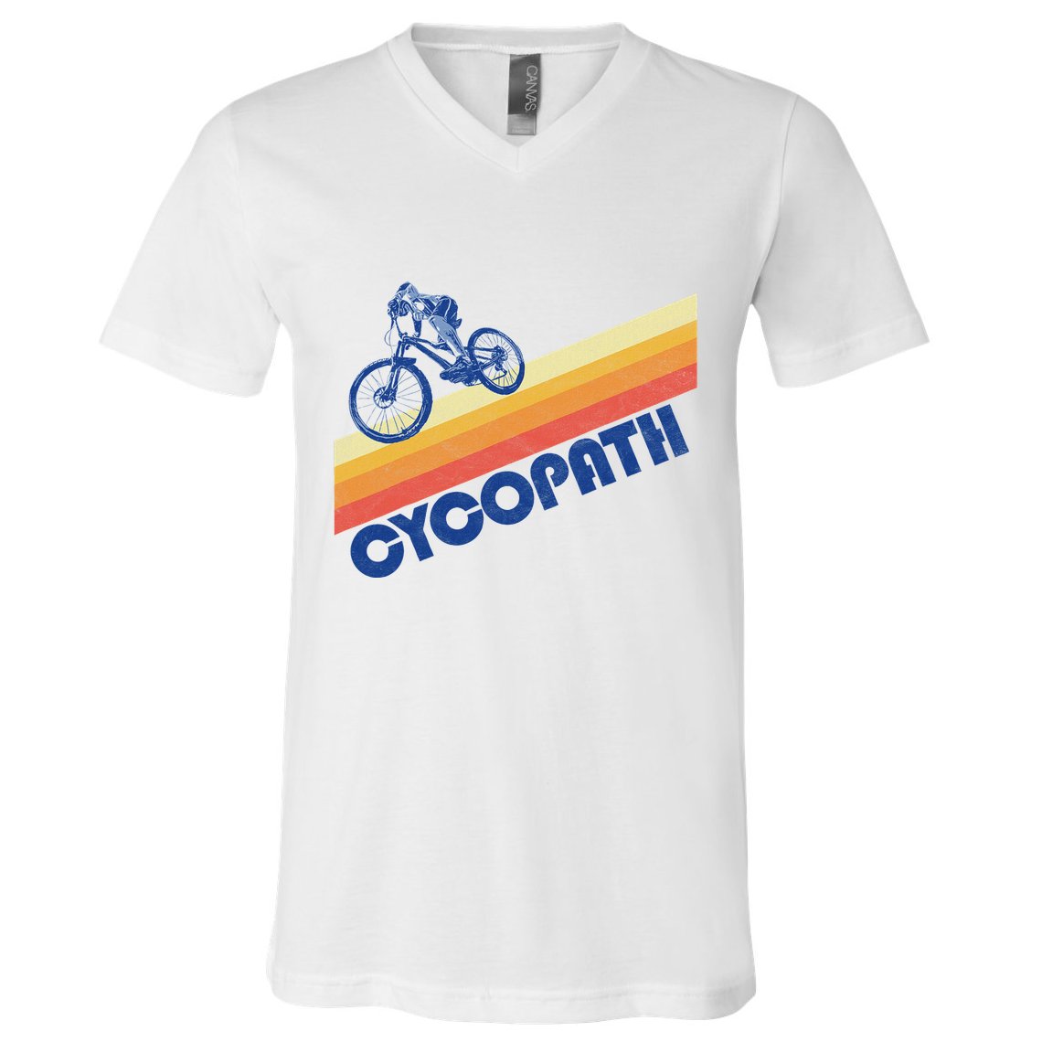 Cycopath! Funny Mountain Biking Vintage Retro 80s V-Neck T-Shirt